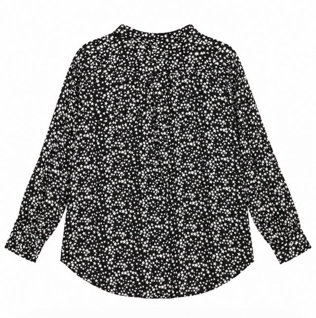 Long sleeve Blouse Black White Star Print