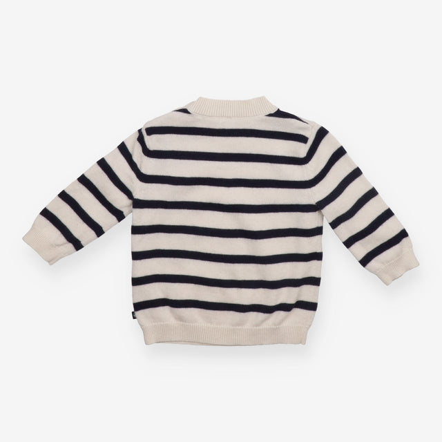 Jumper Knit White and Navy Stripe