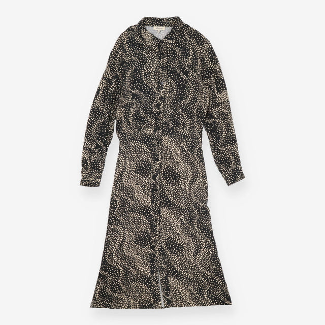 Black Printed Wrap Midi Dress | Abstract Spot V-Ne