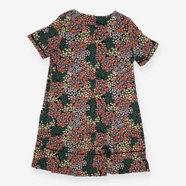 Midi Dress Black Patchwork Ditsy Floral Short Slee