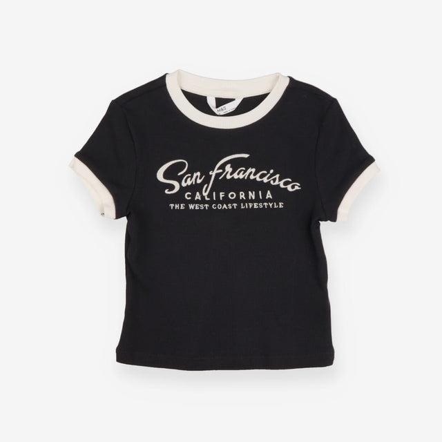 Tee ribbed dark grey white edging San Francisco