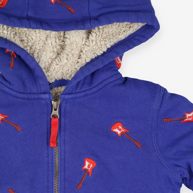 Royal Blue hoodie with guitars