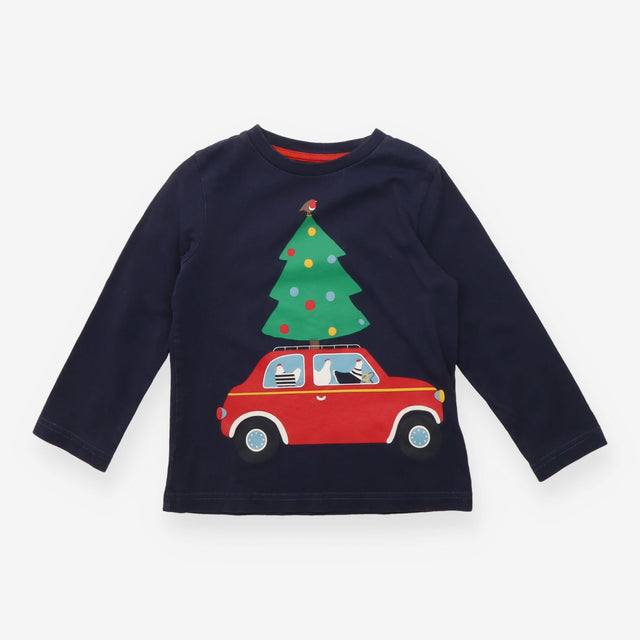 Navy Christmas Chickens Long Sleeve