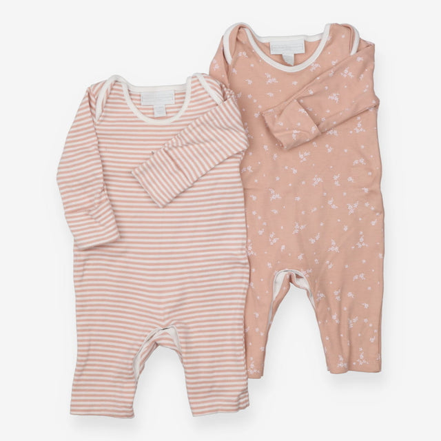2 pack footless sleepsuits floral/striped