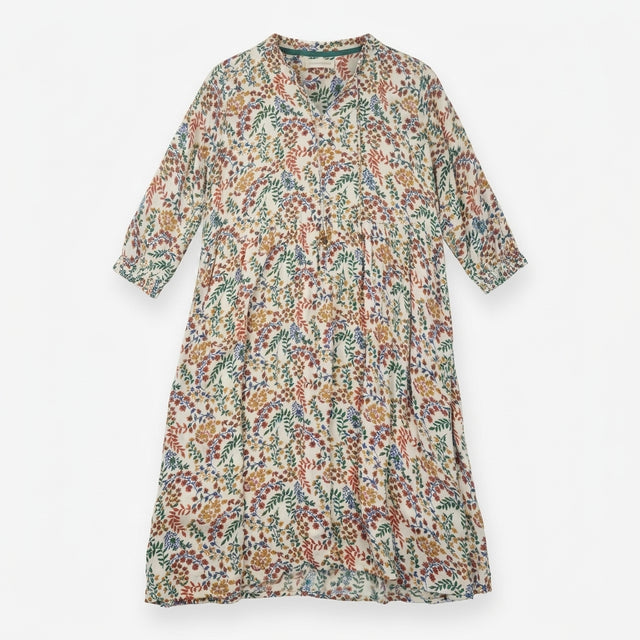 Brakeburn Ivory Floral Metallic Lurex Tiered Midi