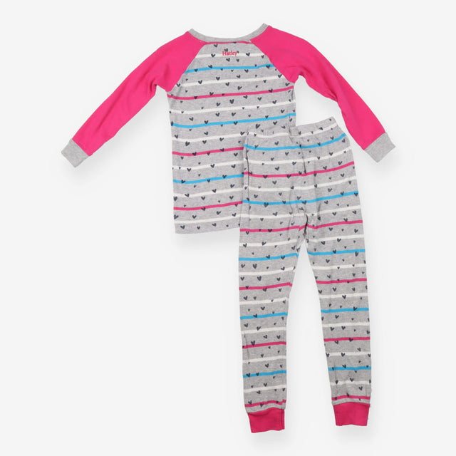 Grey Heart Pyjamas Pink Lining