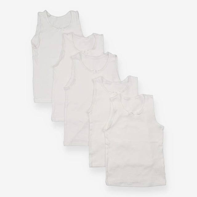 Vest white with bow x5 pk