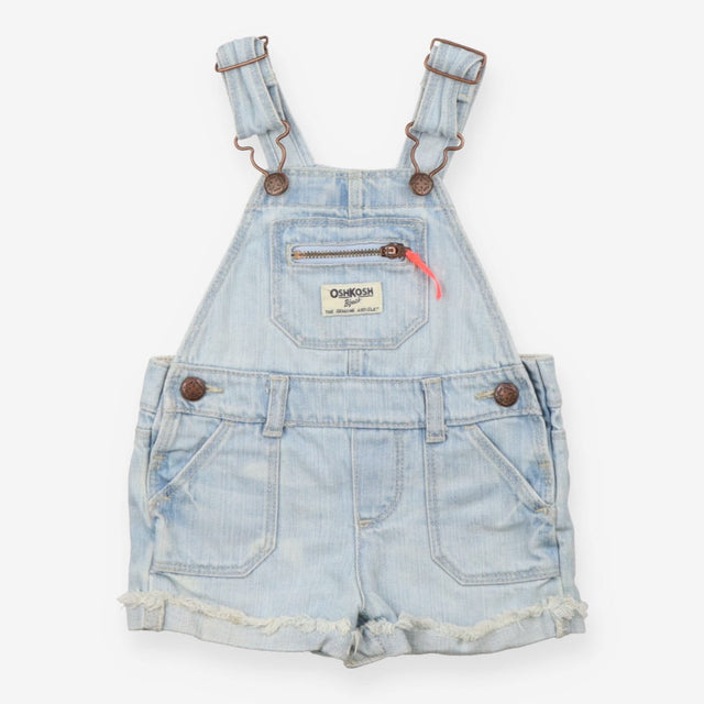 Denim Shortie Dungarees with Neon Zip