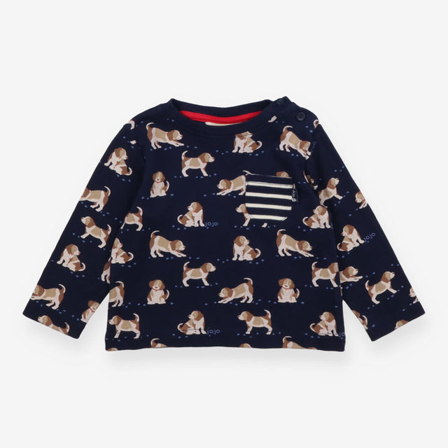 T-shirt Navy Dog Striped Pocket