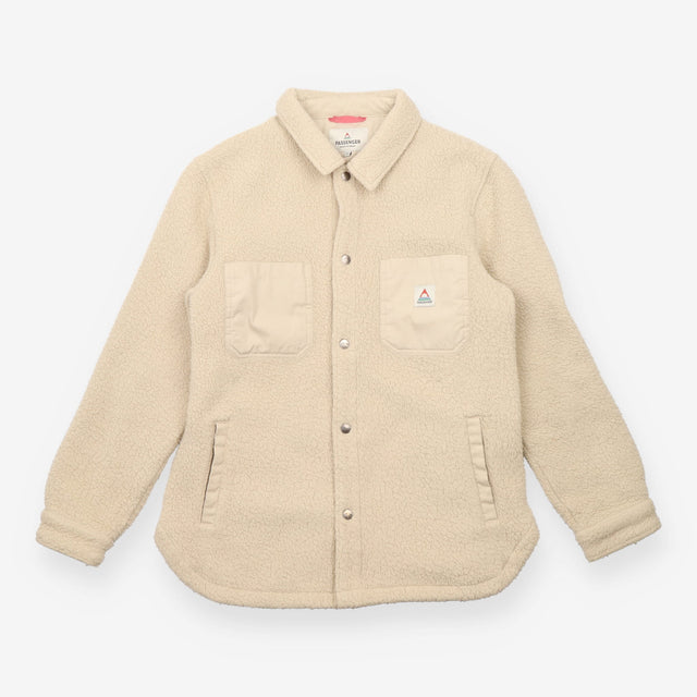 Cream Lucia Recycled Sherpa Fleece Shirt Jacket