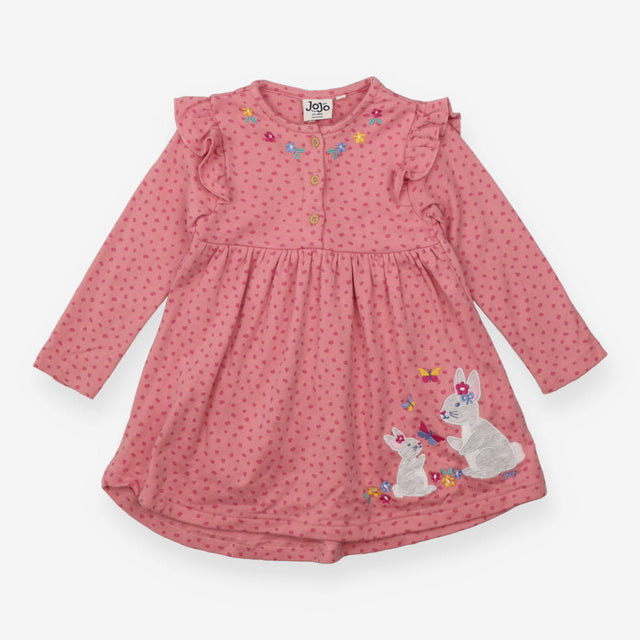Pink long sleeve dress flower detail collar