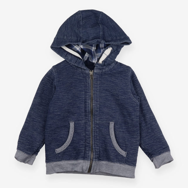 Zip up Hoodie Marl Blue Fleece Lined