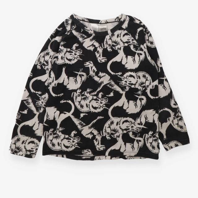 T-shirt long sleeve black with white dinosaurs