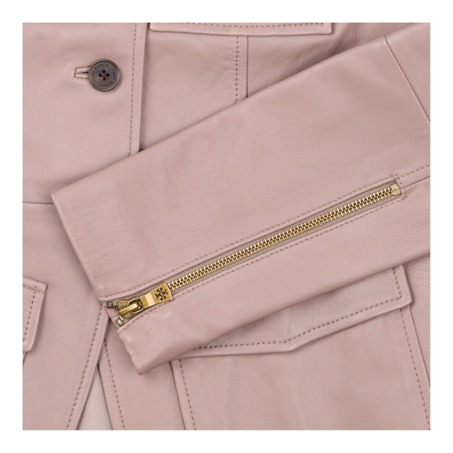 Leather Jacket Taupe Lambskin Four Pocket Utility