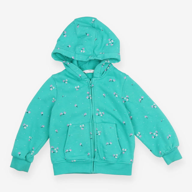 Hoodies green small flowers zip