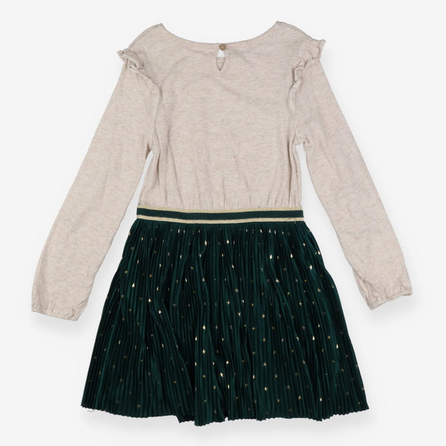 Dress cream sparkle with green and gold stars