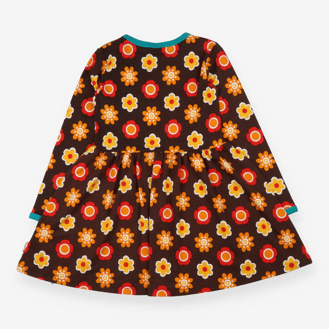 Dress LS jersey brown flowers