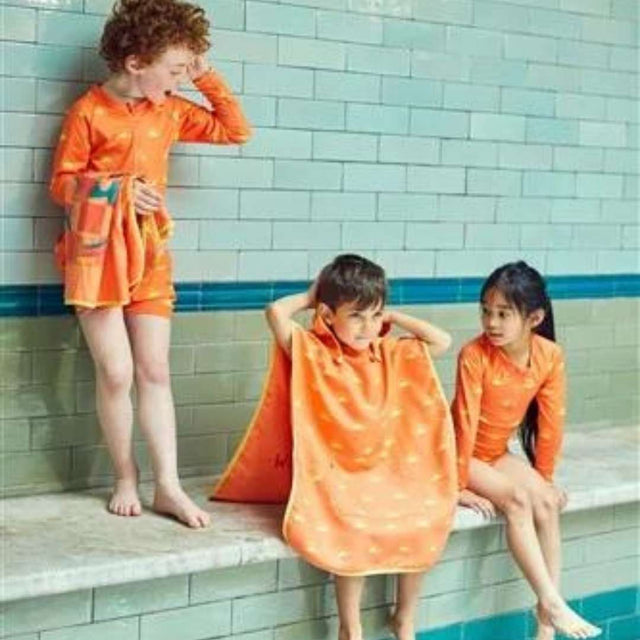 Orange Print Swim Shorts