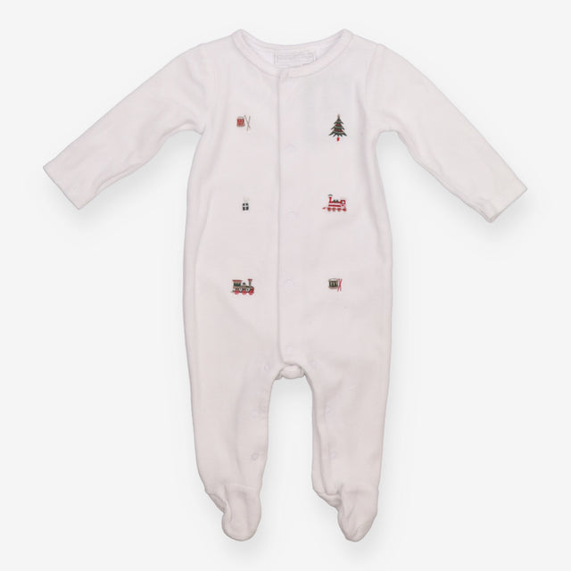 White velour sleepsuit with festive appliques