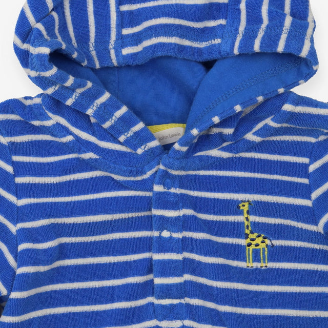 Towelling Coverup Blue Stripe with Giraffe Appliqu