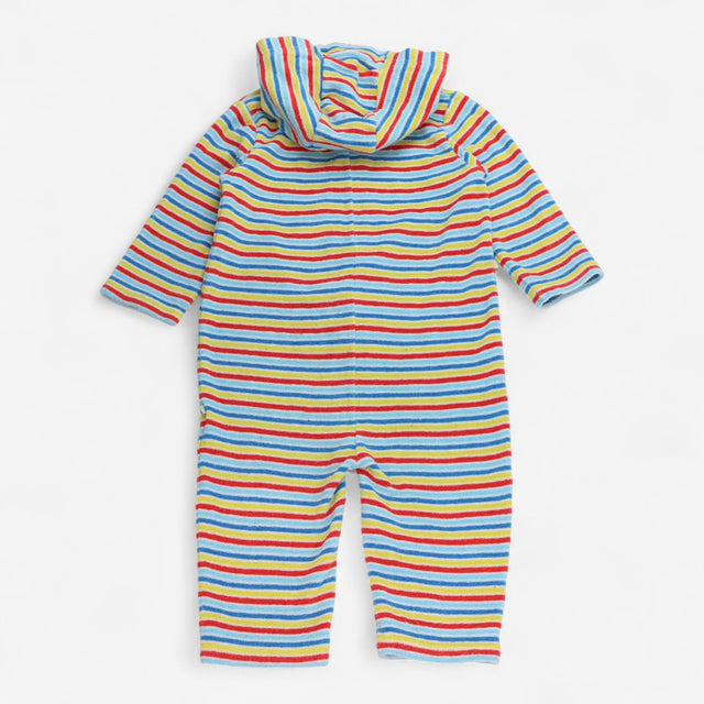 Onesie with Hood Multi Coloured Stripe Towelling