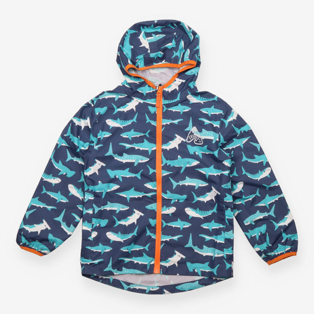 Lightweight Raincoat Navy with Sharks