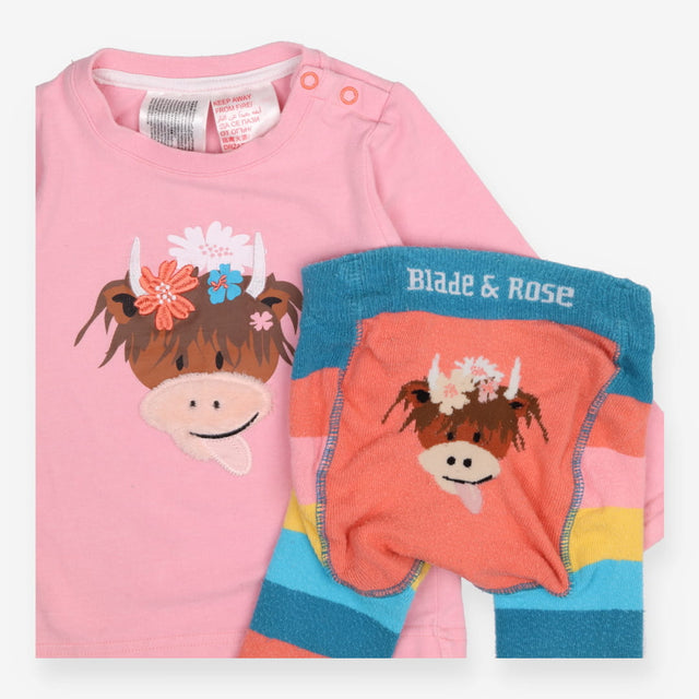 Outfit Highland cow knit legging long sleeve top p