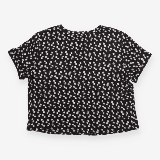 Boden Black White Ditsy Floral Short Sleeve Crew N