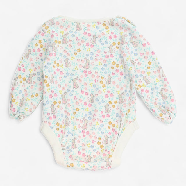 Bodysuit Long Sleeve Floral with Bunnies