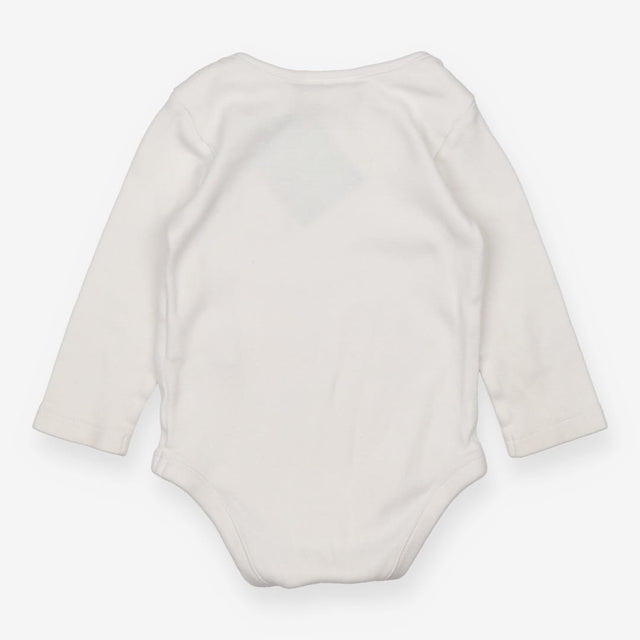 White long sleeve bodysuit with elephants and star