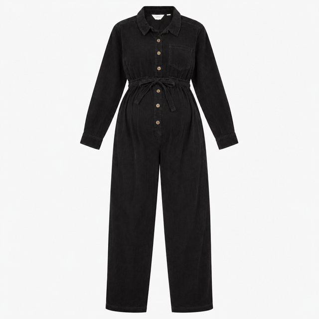 Black Corduroy Maternity Boiler Suit