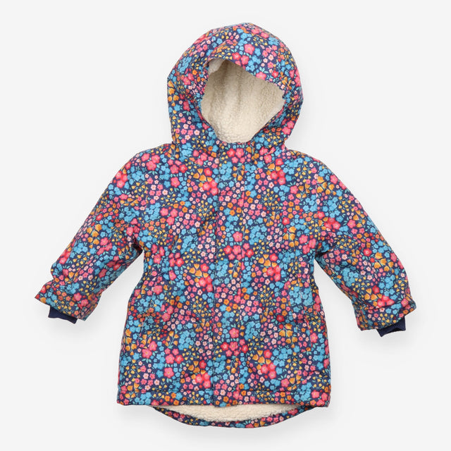 Navy Floral Fleece Lined Coat