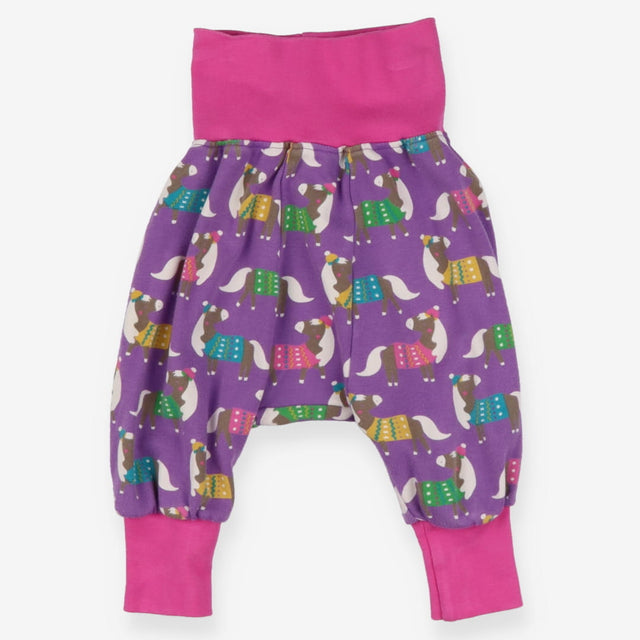 Purple and pink parsnip pants with horses