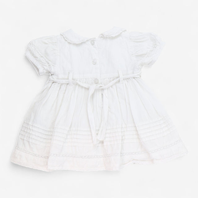 White Woven Smock Occasion Dress