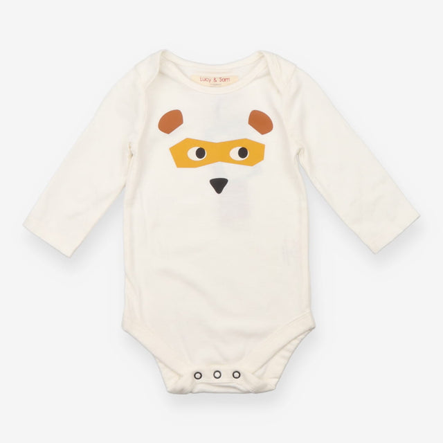 Bodysuit Long Sleeve Cream Bear face