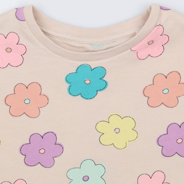 Dress jersey pink with flowers