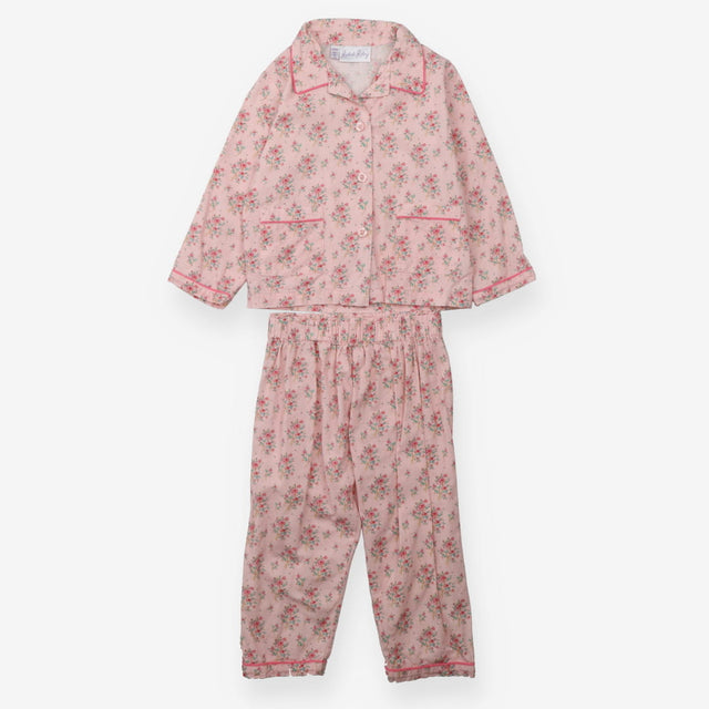 Collared Woven Pyjamas Pink with Roses