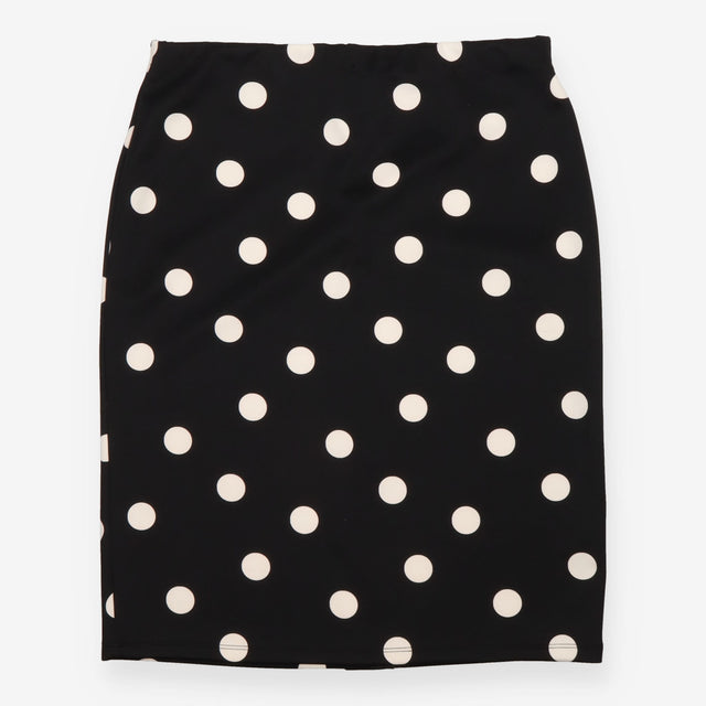 Skirt Black Cream Polka Dot Knee Length Classic