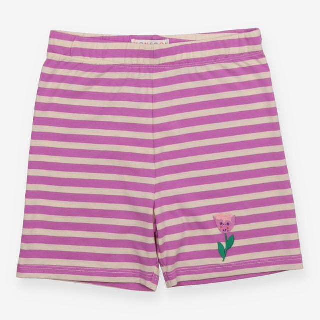 Shorts jersey purple stripe flower