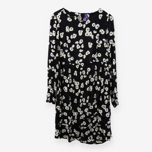 Black White Floral Long Sleeve Viscose Maternity M