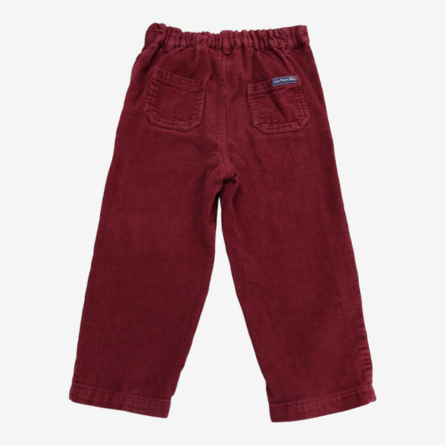 Trousers Cord Red with Tartan Waistband