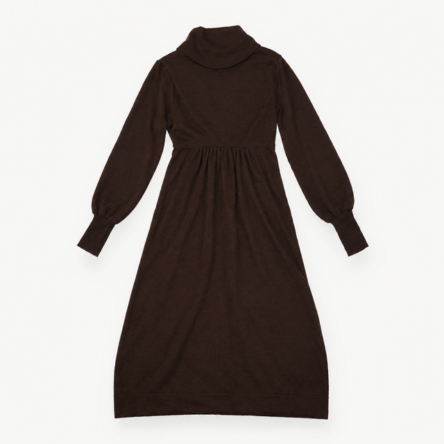 Dress Brown Merino Wool Cowl Neck