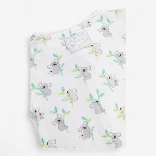 Sleepsuit zipped white koala green leaves