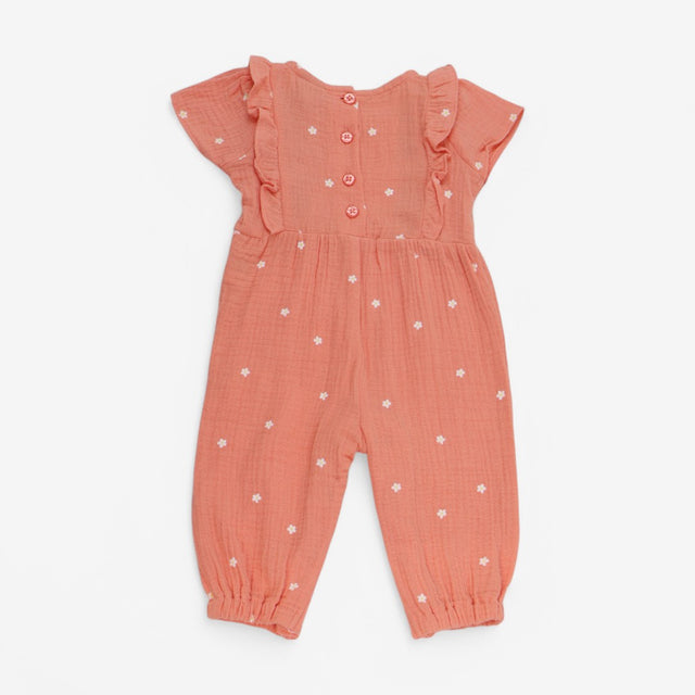 Woven Romper Peach with Strawberries