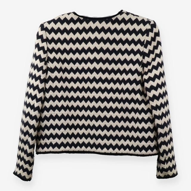 Jacket Navy Cream Chevron Woven Textured