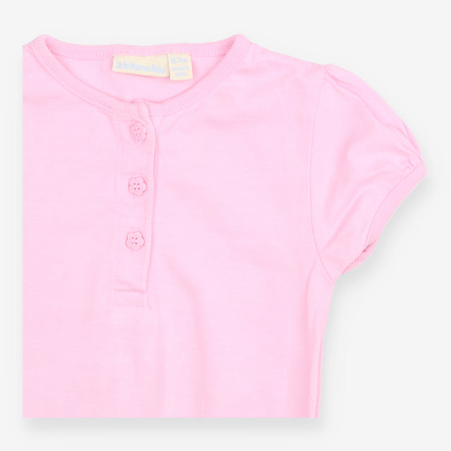 Bodysuit pink flower buttons