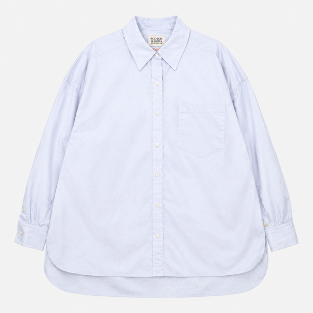 Poplin Shirt Pale Blue Cotton Relaxed Fit