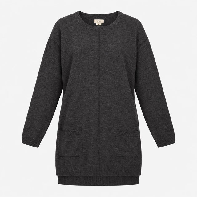 Jumper Charcoal Grey Wool Cashmere Blend Crew Neck