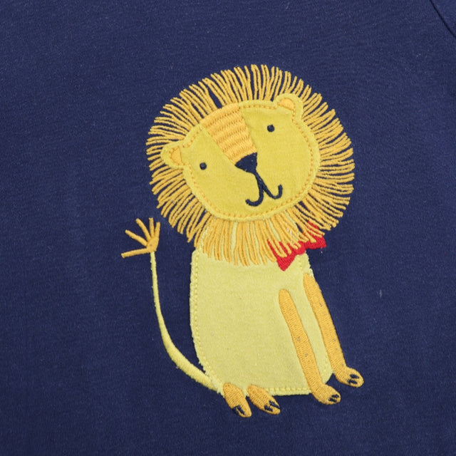 T-Shirt Long Sleeve Navy with Applique Lion