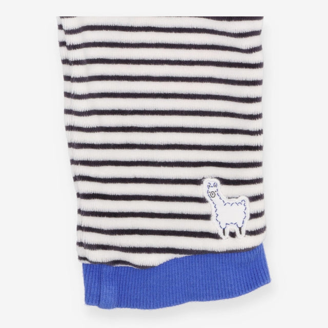 Black and White Striped Velour Sleepsuit